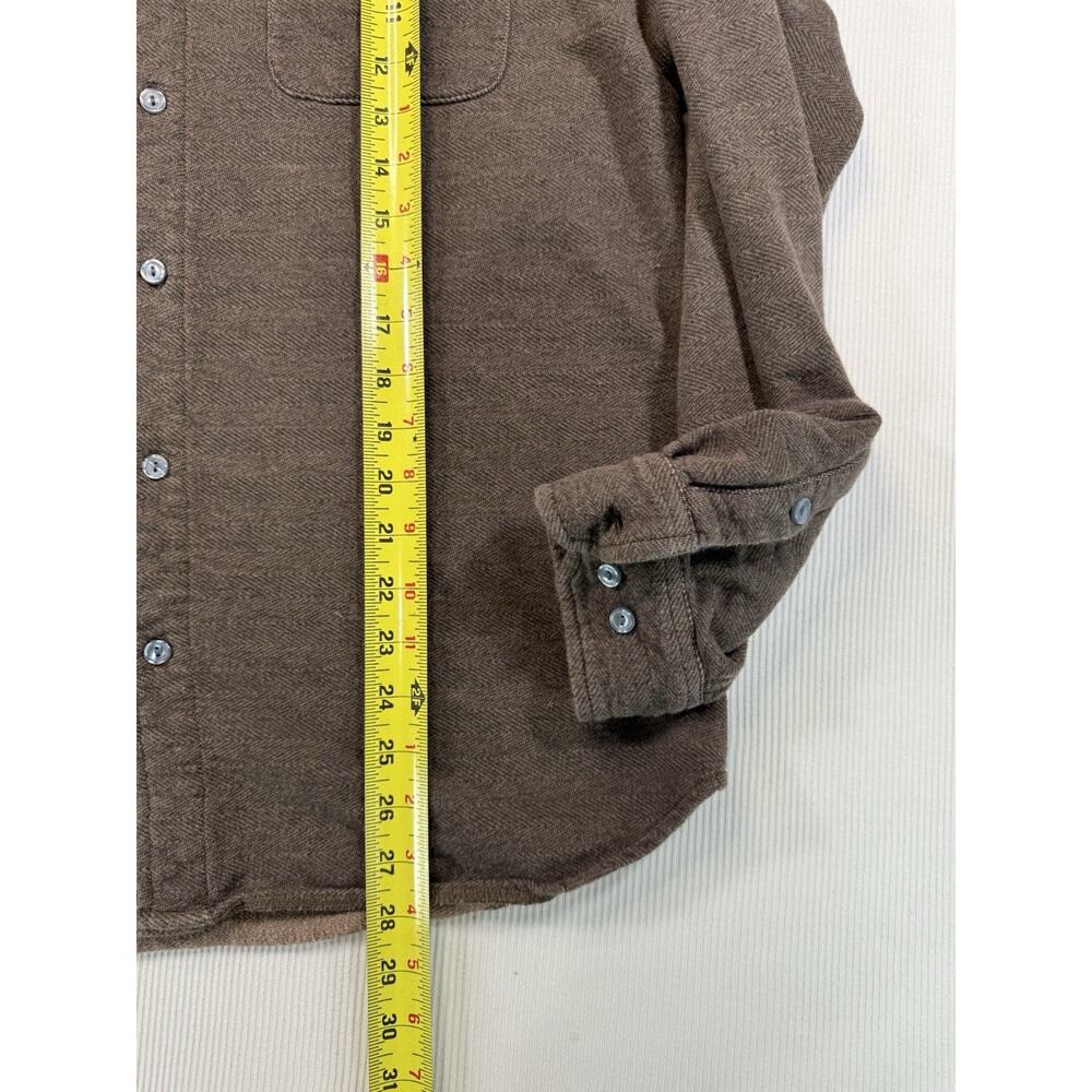 The Normal Brand Button Down Shirt Mens Large Brown Herringbone Workwear - Picture 3 of 7